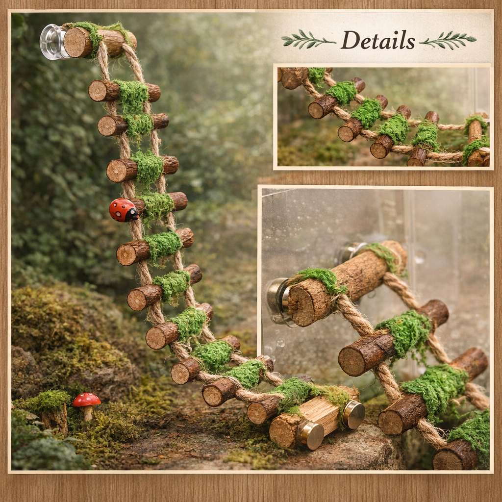 Natural Wooden Climbing Bridge for Jumping Spiders