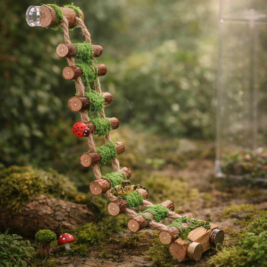 Natural Wooden Climbing Bridge for Jumping Spiders